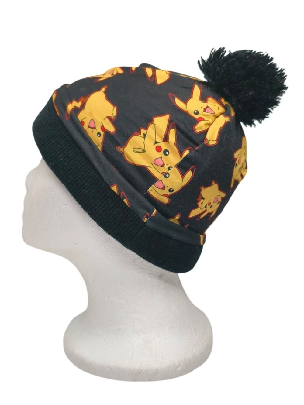 Pokemon Pikachu Pom Beanie Black Knit Sublimated Pom Pom Kids Or Adults OS
